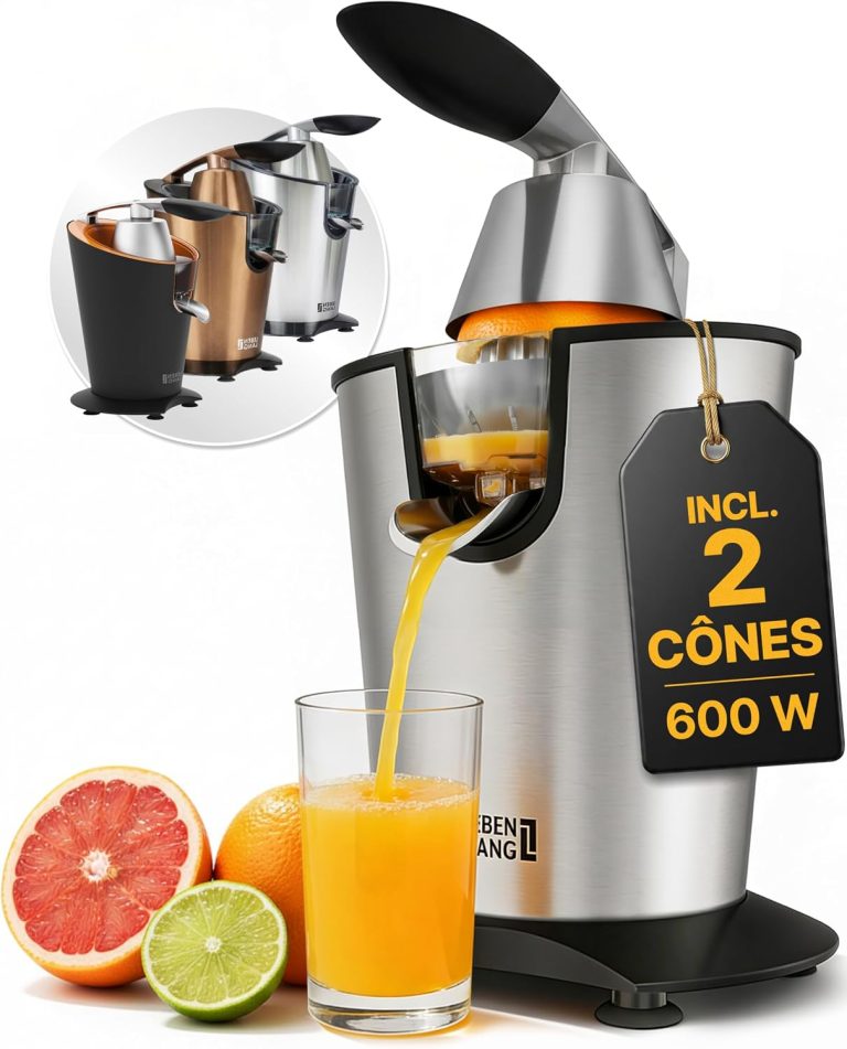 LEBENLANG Presse agrume electrique 600W - Cône en acier inoxydable & sans BPA I Presse-agrumes électriques I Juicer orange machine Presseur agrumes electriques Jus de fruit d’orange automatique