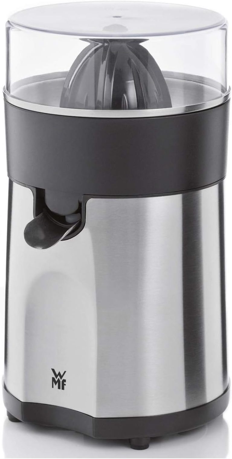 WMF Stelio Presse-agrumes électrique, 85 W, Service direct dans le verre, Jus orange, Citron, Pamplemousse, Orange pressée, Compatible lave-vaisselle, Finition inox